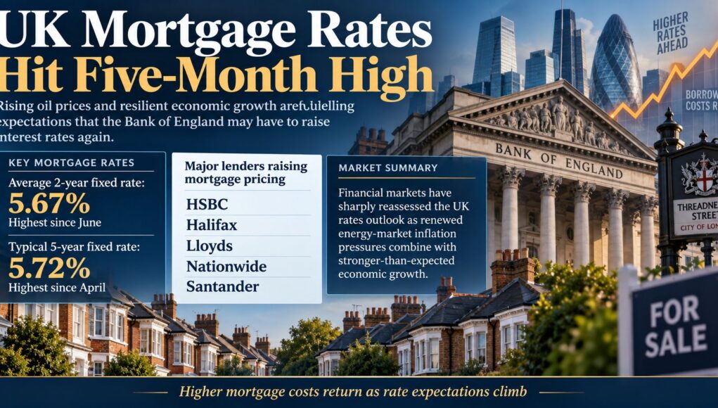 UK mortgage rates reach five-month high amid rate rise fears